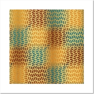 Gold wavy mesh pattern Posters and Art